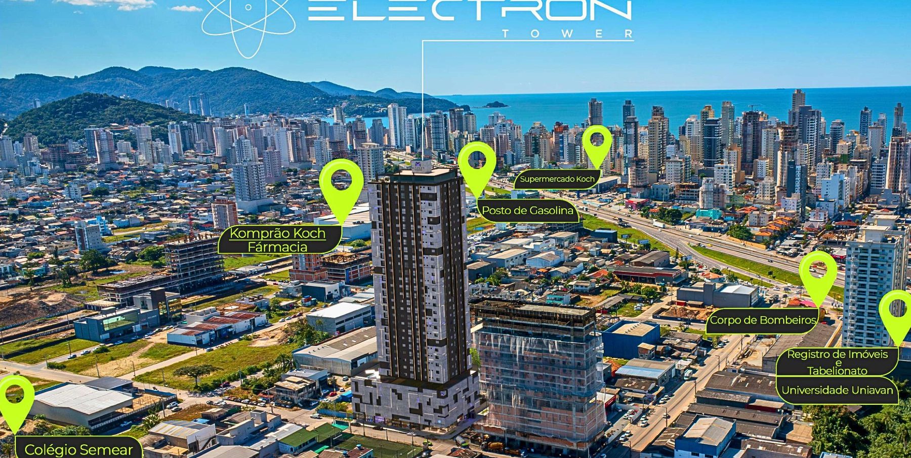 Mapa de localização — Electron Tower