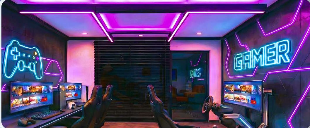Sala gamer com simuladores